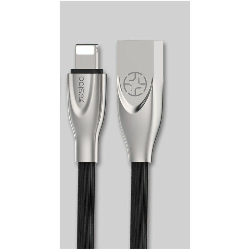 Cable USB elastomère type Lightning Iphone 1,2m noir