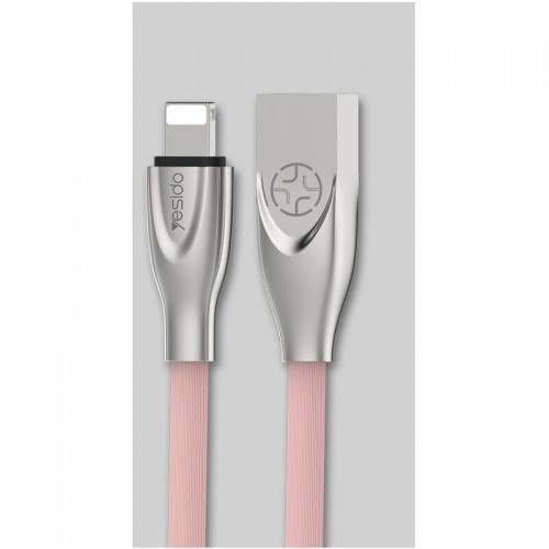 Cable USB elastomère type Lightning Iphone 1,2m rose