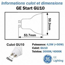 Lampes LED GE 4,5 W GU10 angle de faisceau 35° 4000K - GE Lighting