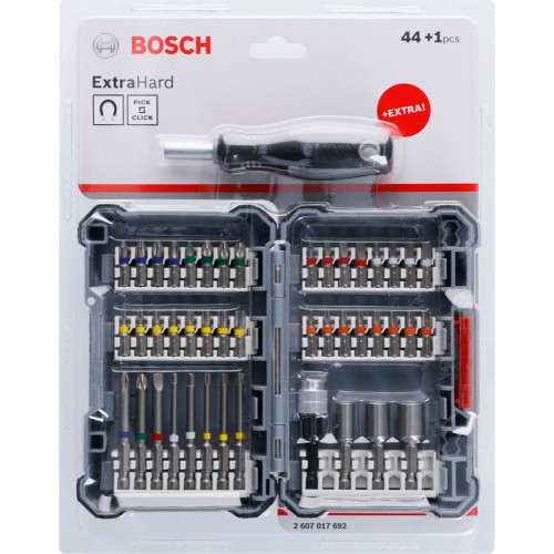 Coffret vissage Bosch 44pcs Pick & Click extra hard  + tournevis manuel