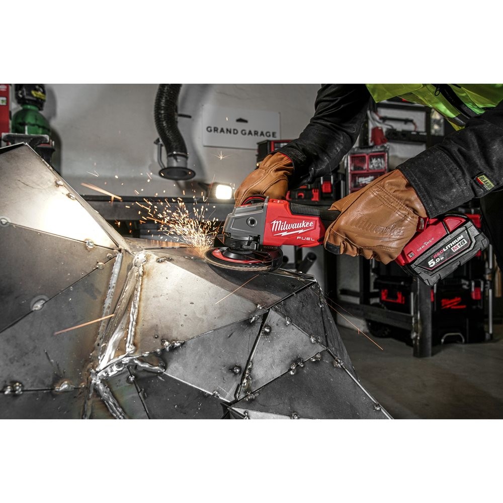 Meuleuse d'angle 125mm 18V Fuel One-Key, 2 batteries 5Ah, chargeur, HD Box  - Milwaukee M18 ONEFSAG125XPDB-502X - Outils Pro