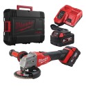 Meuleuse d'angle 125 mm 18V FUEL 2 batteries 5Ah, chargeur, HD-Box - Milwaukee M18 FSAG125XB-502X
