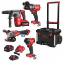 Pack 4 outils sans fil avec 3 batteries, chargeur, en coffret - Milwaukee M18 FPP4AE-533P