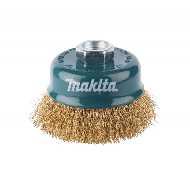 Brosse boisseau à fils acier laitonés et ondulés M14 Ø 75mm - Makita D-39768