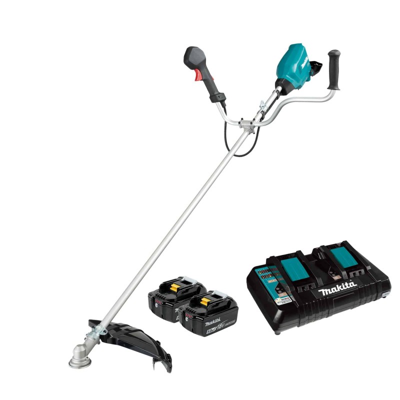 Coupe-herbe 36V (2 x 18V) Li-Ion avec 2 batteries 18V 5Ah et chargeur rapide double - MAKITA DUR369APT2