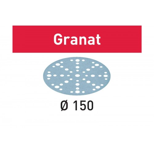 Boîte de 10 disques abrasifs Ø150mm Grain 80 Festool Granat STF D150/48 P80 GR/10 (575156)