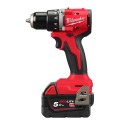 Perceuse visseuse compacte brushless M18 BLDDRC avec 2 batteries 5Ah, chargeur et coffret - Milwaukee M18 BLDDRC-502C