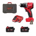 Perceuse visseuse compacte brushless M18 BLDDRC avec 2 batteries 5Ah, chargeur et coffret - Milwaukee M18 BLDDRC-502C
