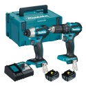 Pack 2 outils 18V Li-Ion Makita : Visseuse DTD155, Perceuse DHP483, 2 batteries 5Ah, chargeur, coffret - Makita DLX2221TJ2