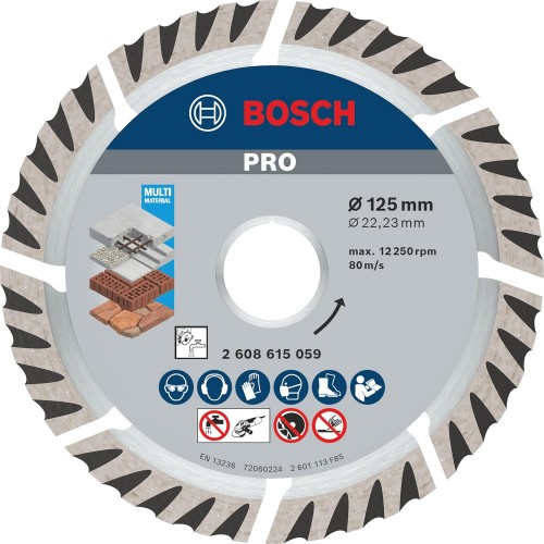Disque à tronçonner diamanté Bosch PRO Multi Material - Ø125 x 22,23 mm - 2608615059