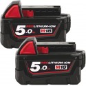 Pack de 2 batteries 18V 5Ah Li-Ion Milwaukee M18 B5
