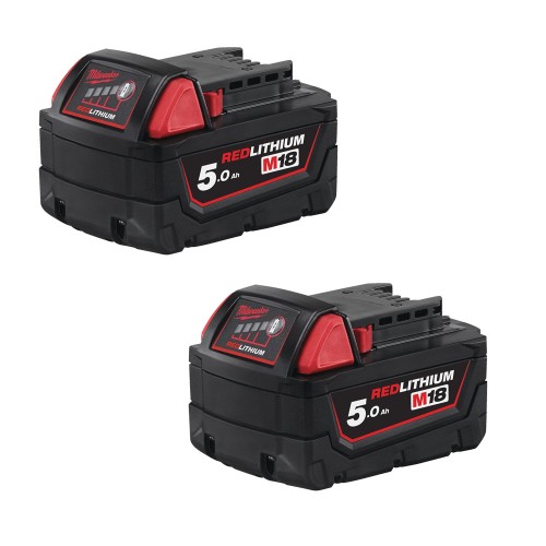 Pack 2 batteries 18V 5Ah M18 B5 et chargeur universel M12-18 C - MILWAUKEE M18 NRG-502C