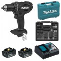 Perceuse-visseuse LXT 18V 62 Nm Black avec 2 batteries 3Ah, chargeur rapide et coffret avec accessoires - Makita DDF482FX1B