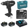 Perceuse-visseuse LXT 18V 62 Nm Black avec 2 batteries 3Ah, chargeur rapide et coffret avec accessoires - Makita DDF482FX1B
