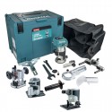 Défonceuse affleureuse XGT 6 / 8 mm 40V Max Li-Ion en Makpac 4 avec accessoires - Makita RT001GZ16 (sans batterie ni chargeur)
