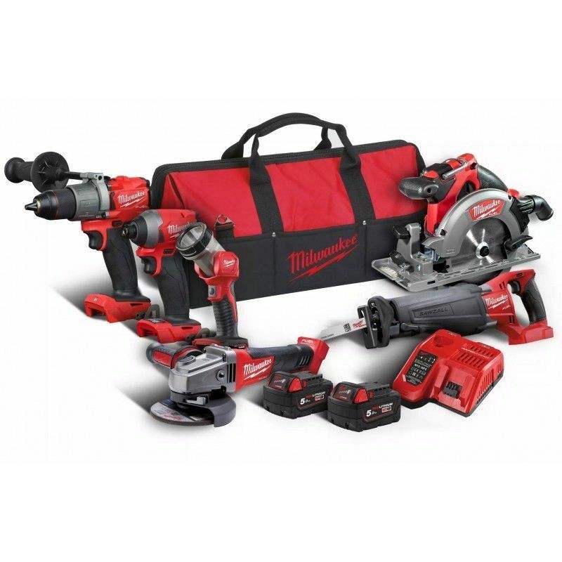 Pack 5 outils M18 Milwaukee, avec batterie 5Ah, chargeur rapide et sac de  transport - Outils Pro