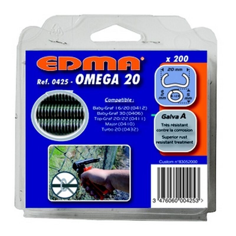 200 agrafes Omega 20 galva - EDMA Outillage