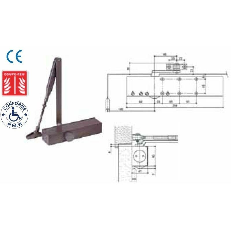 Ferme porte HL50 n°2-5 + bras Iseo