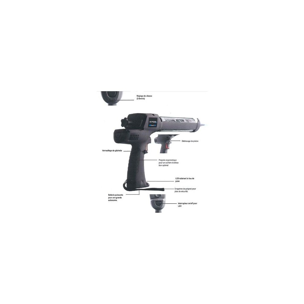 Pistolet d'injection sans fil 310 ml avec 2 batteries - SC-VI-P300B-2 -  Scell-it