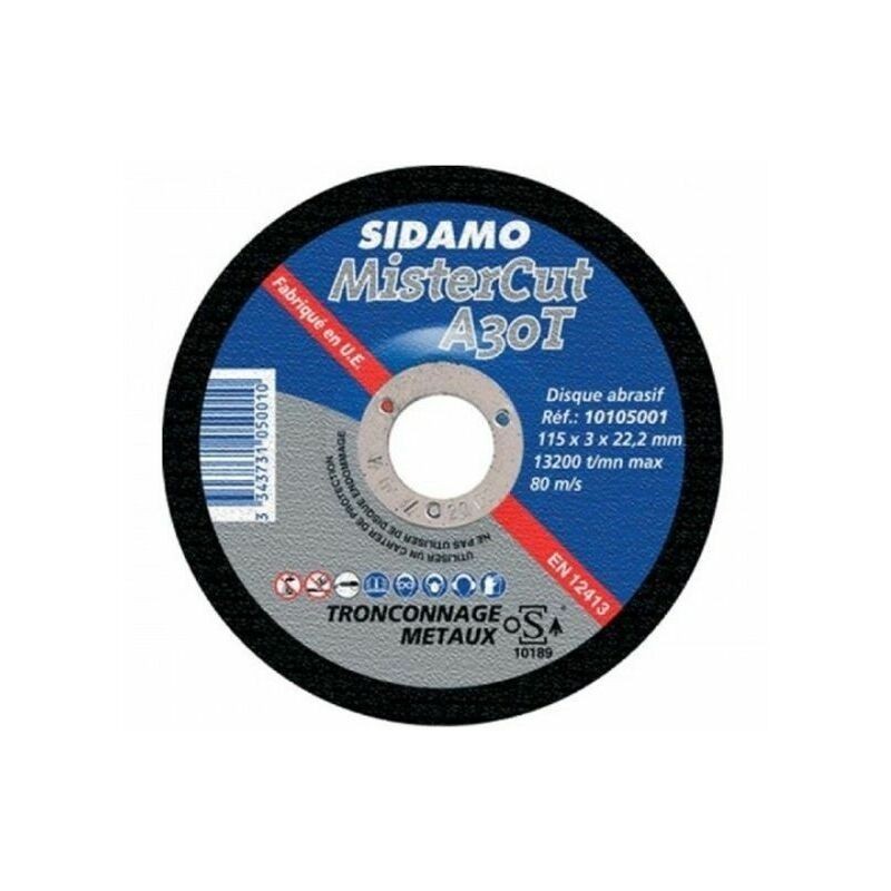 Disques à tronconner acier - Mister Cut A30T Ø 125 Alésage 22.2 Epaisseur 3 SIDAMO