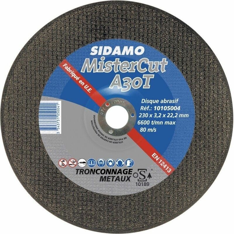 Disques à tronconner acier - Mister Cut A30T Ø 230 Alésage 22.2 Epaisseur 3,2 SIDAMO