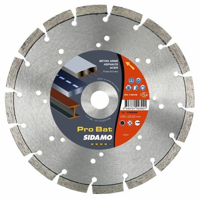 Disque Diamant MIXTE Béton Acier Asphalte Matériaux - 300 mm x 25.4 - SIDAMO PRO BAT 11102305