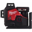 Laser vert 3 lignes 360° M12 avec aplomb 12V 4Ah en coffret - Milwaukee M12 3PL-401C