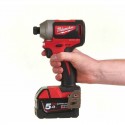 Visseuse à chocs COMPACT 18V 1/4" Hex 2 batteries 4Ah, chargeur, en coffret - Milwaukee M18 CBLID-402C