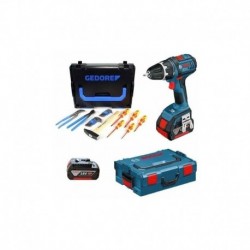 Perceuse-visseuse BOSCH GSR 18-2 Li-Ion + 2 batteries 3Ah BOSCH avec coffret Gedore l-boxx + 26 pièces