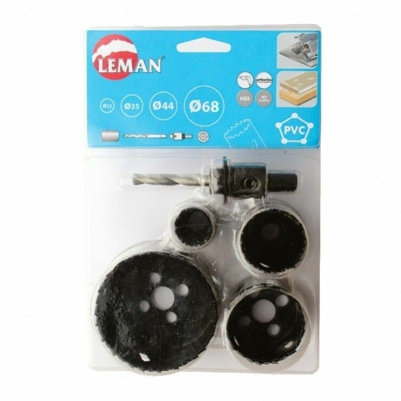 Lot 4 trépans bi-métal +1 mandrin +1 foret + 1adaptateur