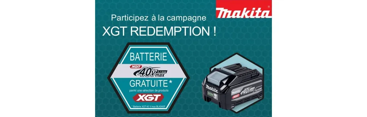 OFFRE Batterie Gratuite XGT 40 V max BL4040F du 01/03/2026 au 30/09/2026