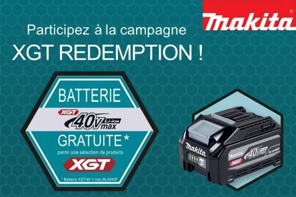 OFFRE Batterie Gratuite XGT 40 V max BL4040F du 01/03/2026 au 30/09/2026